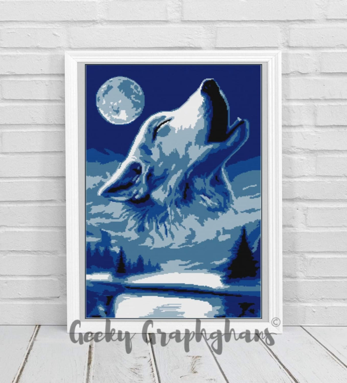 Howling Wolf In Blues Crochet Graphghan Pattern – Geeky Graphghans