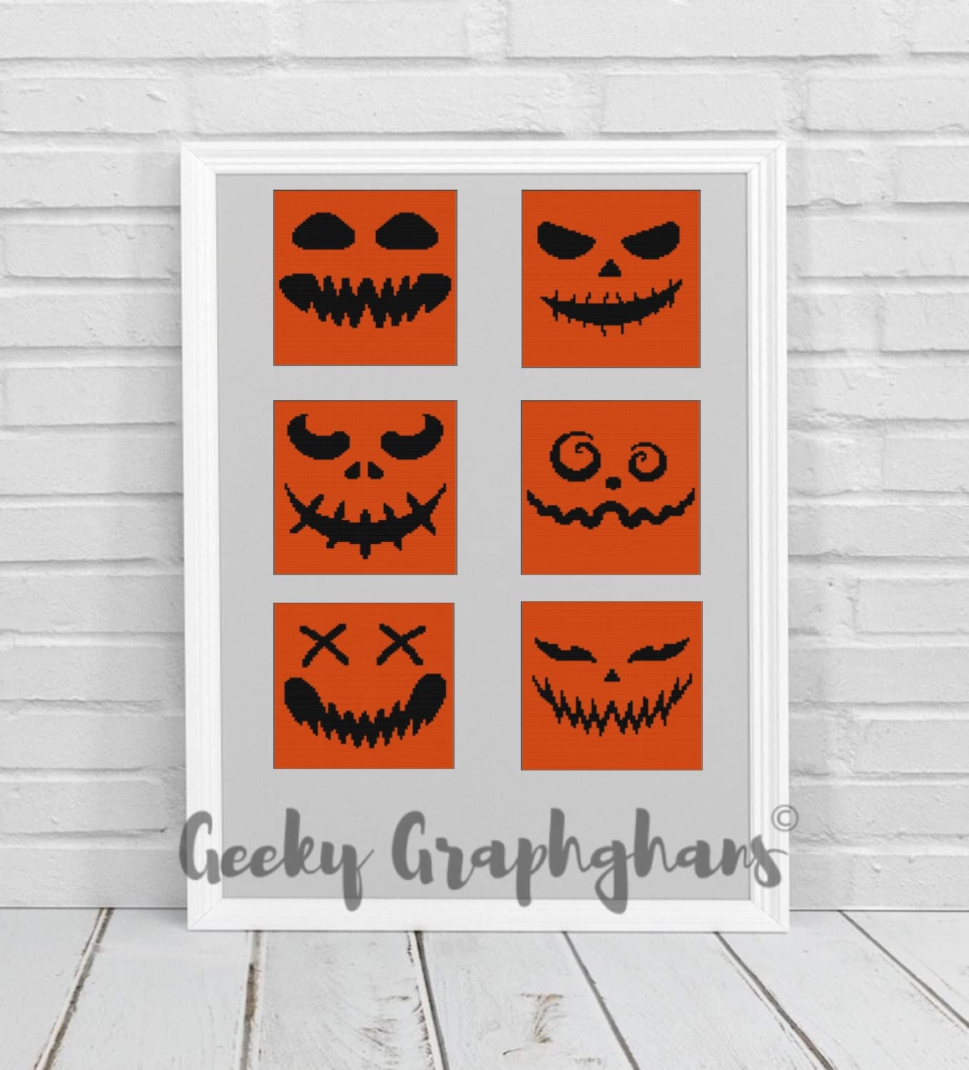 Pumpkin Faces Pillow Pack Crochet Graphghan Pattern – Geeky Graphghans